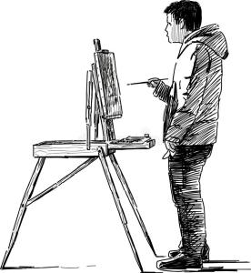 artist-making-sketches-vector-drawing-young-skatching-open-air-40170076